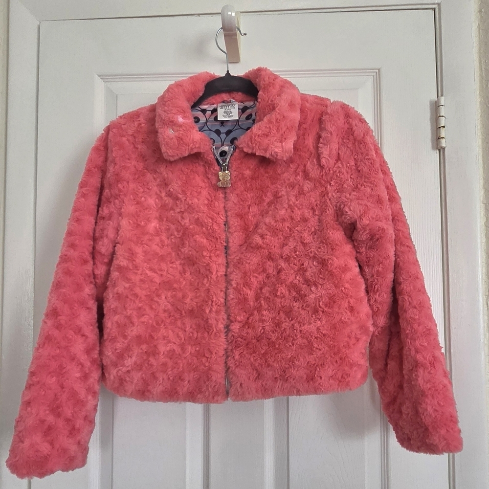 Disney Pink Faux Fur Hooded Jacket with Lined Panda Print From Turning Red